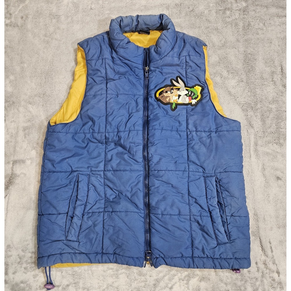 Vintage Warner Brothers Full Zip Puffer Vest Women's Size Small